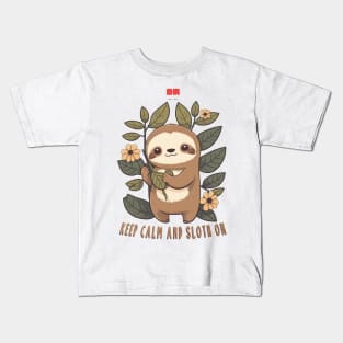 Keep calm and sloth on Kids T-Shirt